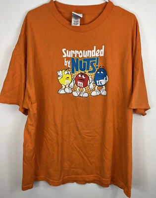 Camiseta Promocional De Colección Y2ks M&M Candy Snack Nueces Rodeadas Naranja 2XL Envejecida Foto 1 de 4