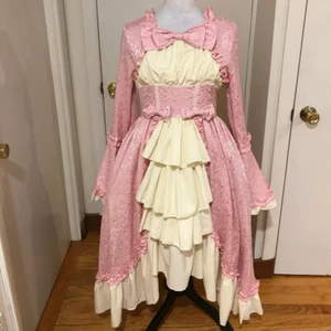 Pink & Ivory Marie Antoinette Gothic Lolita Victorian Cosplay Gown w/ Bows L - Picture 1 of 8