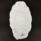 Vintage Fostoria Jenny Lind Cameo Milk Glass Dish Tray Plate White Blue 9.5"x5"