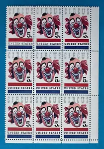 US Stamps Scott 1309 American Circus Issue 1966 5c block of 9 M/NH Fresh - Picture 1 of 3