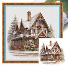 Full Embroidery Eco-cotton Thread 14CT Printed Xmas Cottage Cross Stitch
