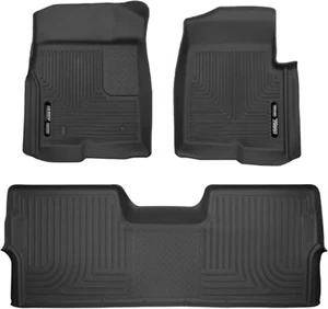 Husky Weatherbeater Mats Fit 09-14 F150 SuperCrew No Manual Frnt/2nd Row 3pc Blk - Picture 1 of 3