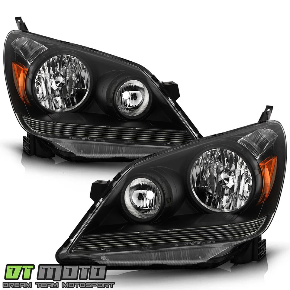 For 2005-2010 Honda Odyssey Headlights Headlamps 05-10 Black Housing Left+Right - Image 1 of 4
