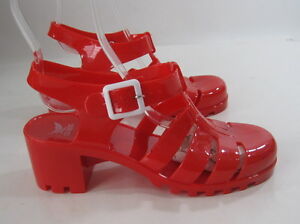  RED Summer Beach Retro Ankle Strap Jellies Jelly Sandal Women Size  10