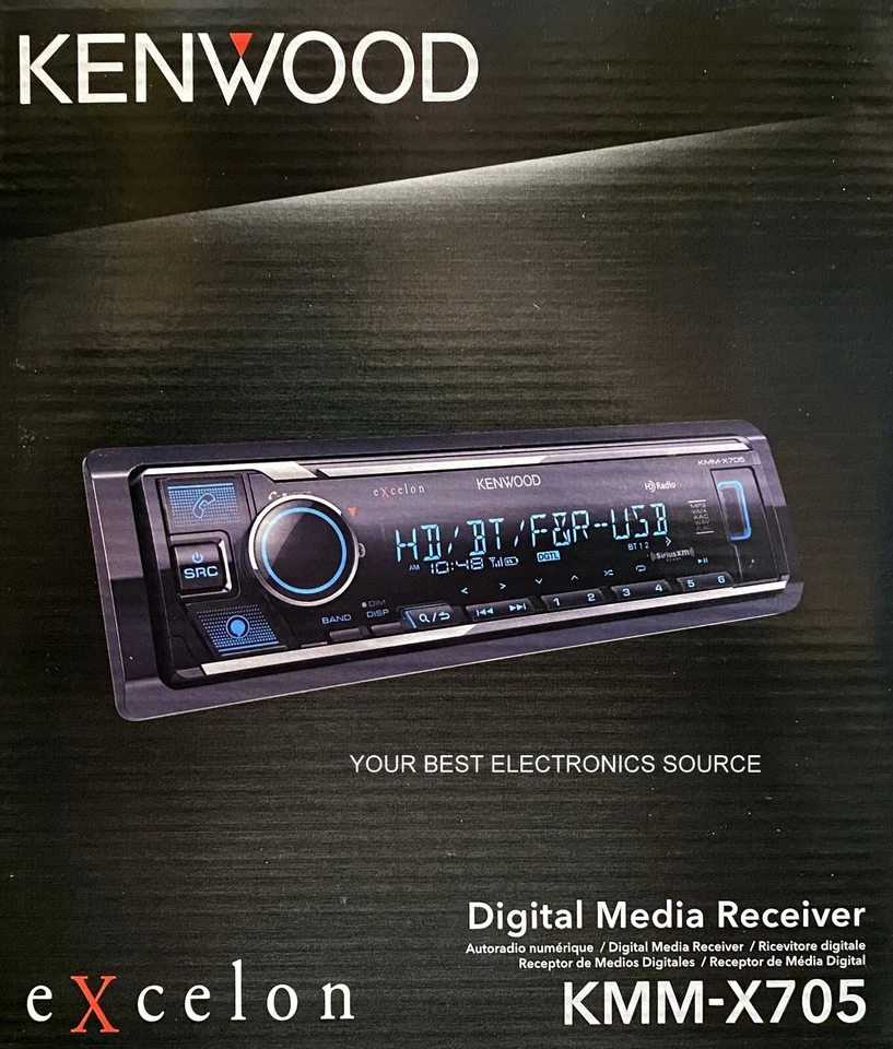 NEW Kenwood KMM-X705 1-DIN Car Digital Media Receiver w/ Bluetooth, HD Radio - Image 1 of 1