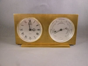 Cortland by Concord #176 Swiss Brass Desk Alarm Clock Weather Station Barometer - Picture 1 of 19
