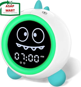 Kids Alarm Clock, Toddler Sleep Training Clock with Night Lights, Sound Machine, - Picture 1 of 12