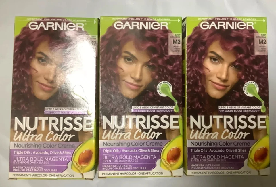 3x Garnier Color de Cabello Nutrisse Crema Nutritiva Dulce Granadina M2 magenta Medio Foto 1 de 1
