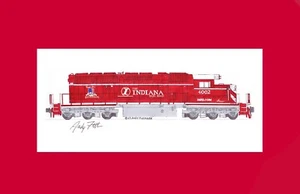 Indiana Rail Road SD40-2 4002 11""x17"" estampado enmarañado firmado por Andy Fletcher - Imagen 1 de 1