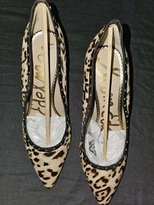 Sam Edelman Tiana Leopard Print Cow Hide Heels - size 5 1/2 NEW - Picture 1 of 7