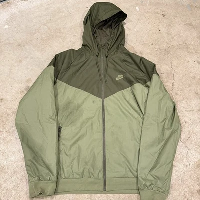 Chaqueta cortavientos Nike para hombre XL verde cortavientos con capucha cremallera completa 727324-334 Foto 1 de 4