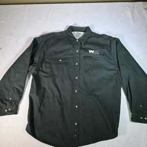 Tri Mountain Men Shirt Button Up Collared size XL Dark Green Fleece Lined Warm - Picture 1 of 13