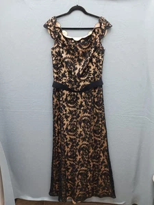 Tadashi Shoji Damen A-Linie Maxi 14 schwarz Blumen ärmellos formelles Kleid - Bild 1 von 12