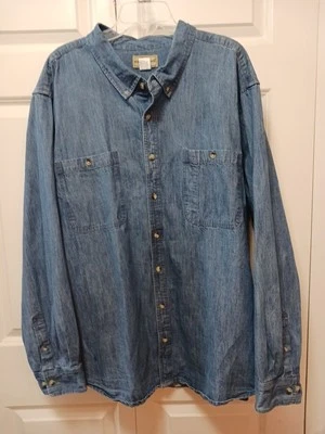 Scandia Woods Mens Denim Shirt 3XL Tall Long Slv Button Down Cotton EUC - Image 1 of 4