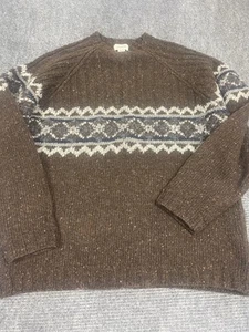 J.Crew Sweater Men’s Size LT Fair Isle Long Sleeve 100% Wool Chunky Knit Ski - - Picture 1 of 7