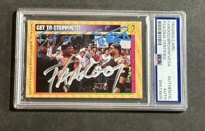 FAAROOQ, D’LO BROWN, & SAVIO VEGA 1996-98 WWF MAGAZINE SIGNED AUTO CARD PSA/DNA - Image 1 of 2