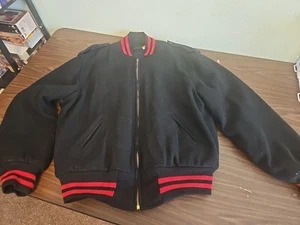 Chaqueta Universitaria De Colección Para Hombre Grande Negro Bombardero Abrigo Letterman - Imagen 1 de 5