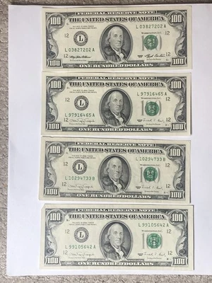 Circulated Small Head $100 bill (One Hundred Dollar Bill) 1990 San Francisco - Image 1 of 2