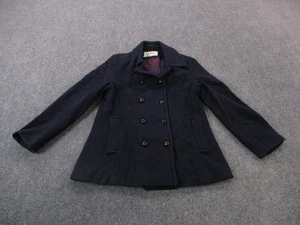 LL Bean Jacket Womens M Pea Coat Wool Lined Button Sailor Sweater Fall Classic - Picture 1 of 14