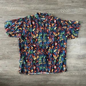 Vintage Big Dogs Button Up Shirt Mens Medium Hot Sauce Parody Funny Novelty Y2K - Picture 1 of 8