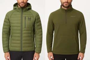 Bundle of Merrell Uomo 1/4 Zip Pile Pullover Giacca e Cappuccio Puffer Jacket Tg M - Foto 1 di 6