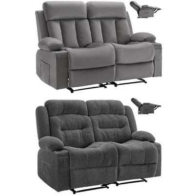 Sofá Loveseat Reclinable Terciopelo Uimoso con Funciones de Calefacción y Masaje Foto 1 de 2