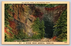 Postal escénica vintage túnel natural Bristol Tennessee-Virginia - Imagen 1 de 2
