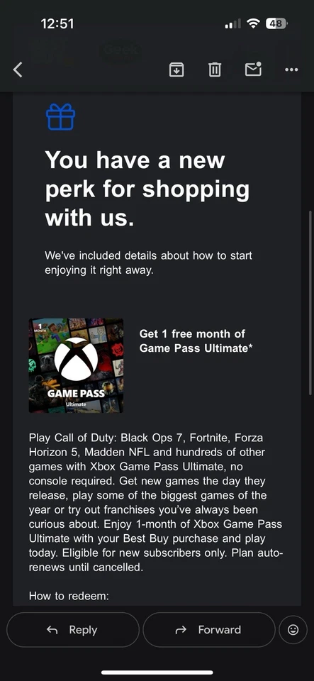 1 mes de Xbox Game Pass Ultimate Digital Foto 1 de 1