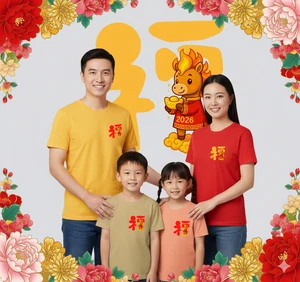 Tshirt  2026, 2-14yrs Kids, S-XXL Ain Fashion Chinese New Year Short sleeve - Picture 1 of 4