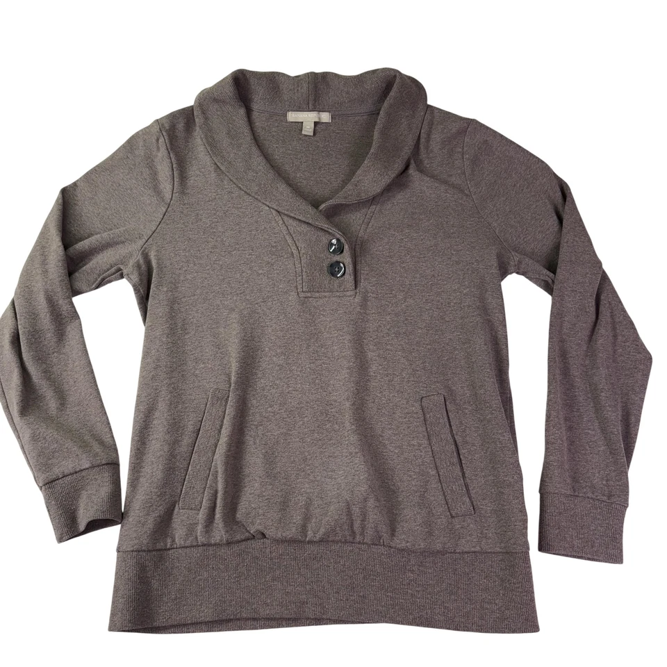Banana Republic Sudadera Mujer Mediana Chal Cuello Botón Pullover Bolsillos Foto 1 de 4