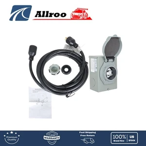 15FT 30 Amp Generator Power Extension Cord Wire w/ Power Inlet Box NEMA L14-30 - Foto 1 di 11