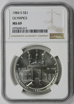 1984-S Olympics Coliseum Modern Silver Dollar Commemorative $1 MS 69 NGC - Image 1 of 4