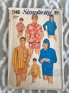 Vintage 1967 Simplicity #7146 Men & Boys Beachwear Pattern Uncut FF Rare Retro - Picture 1 of 11