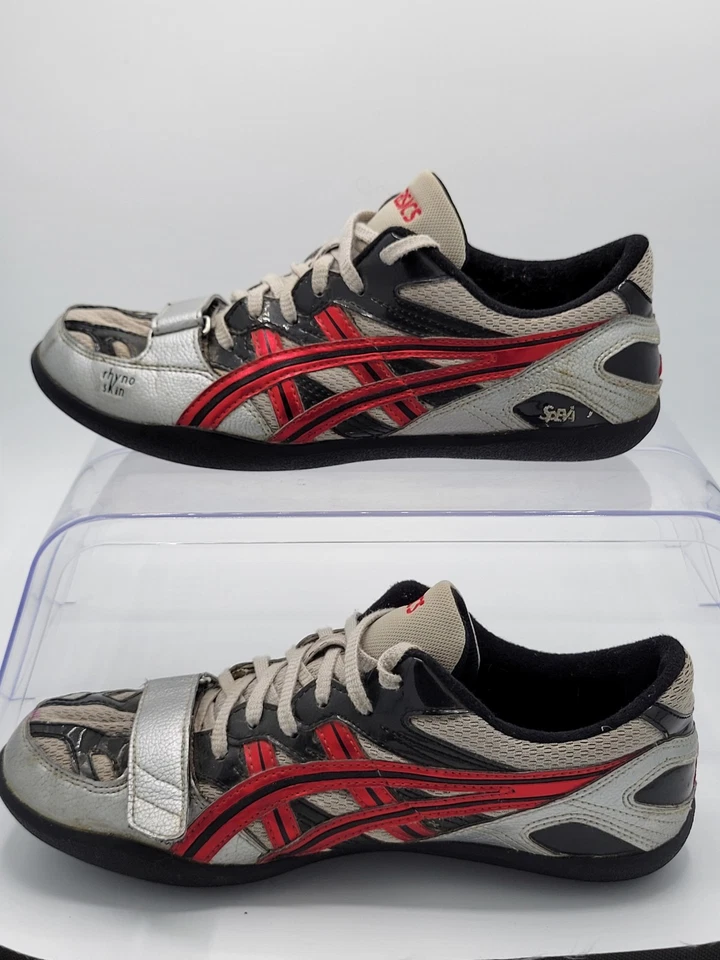 Zapatos de pista Asics para hombre 7,5 Speva Rhyno piel con cordones gris rojo GN808 Foto 1 de 4