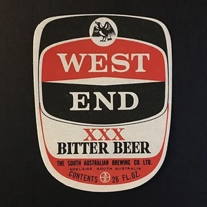 Australia 1960s old vintage SA Adelaide West End Bitter beer label - Bild 1 von 1