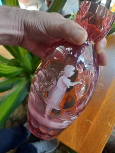 Mary Gregory Cranberry Daumenabdruck Fenton Kunst Glas Nachttisch Karaffe Dekanter - Bild 1 von 9