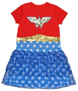 DC Comics Girls' Wonder Woman Short Sleeve 3 Tier Nightgown Pajama - Picture 1 of 16