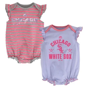 Chicago White Sox MLB Majestic Newborn "Team Sparkle" 2 Pack Frill Creeper Set - Picture 1 of 3
