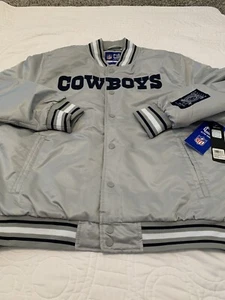 Dallas Cowboys Ultra Game Full Snap Satin Jacket Mens 2XL Brand New $130 Gray - Picture 1 of 4