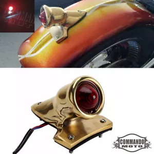 Crocker Style Brass Motorcycle Taillight for Harley Cafe Racer Bobber Chopper - Picture 1 of 7