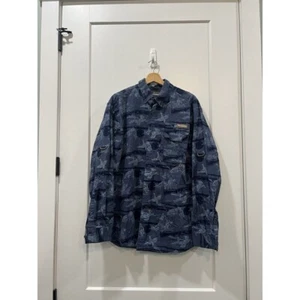 Camisa Columbia PFG Para Hombre Grande Azul Abotonada Estampado Completo Pescador Ventilada - Imagen 1 de 6