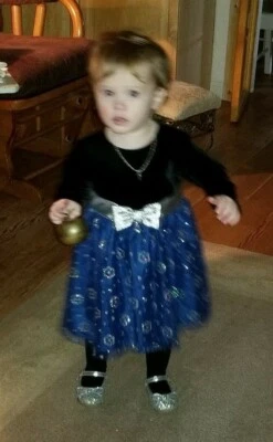 Bonnie Baby -Long Sleeve Black Velvet Glittery Blue Tulle Dress Size 18M    DC14 - Image 1 of 3