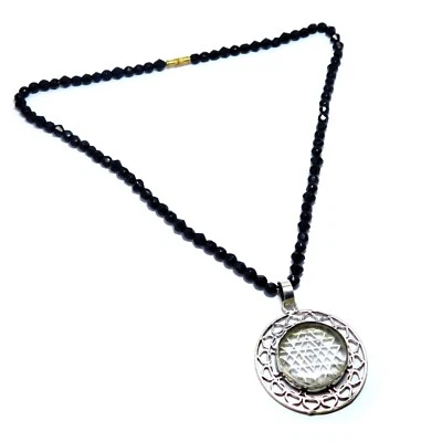 Collana fatta a mano in argento 925 placcato argento 925 con catena in onice ... - Immagine 1 di 4