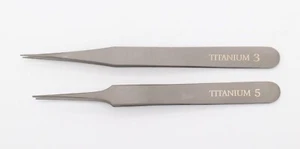 Titanium Tweezers Set of 2 Tweezer #5 #3 Watchmaker Watch Clock Jewelry Repair - Picture 1 of 2