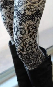 NEW Toddler Girls Small Paisley Lace Leggings Kids Buttery Soft Yoga Pants - Picture 1 of 7