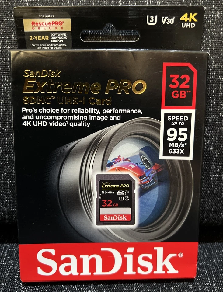 SanDisk 32GB 95MB/s Extreme Pro SDHC Memory Card UHS-I V30 SD U3 633x 4K UHD - Image 1 of 2
