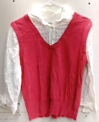 Caribbean Joe Suéter Chaleco Mujer Grande Rosa Tejido Negocios Informal Clásico Foto 1 de 4