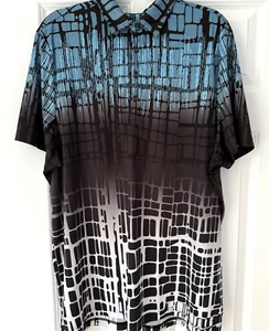 " J" by Jamie Sadock Men's Polo Golf Shirt -Retro Design Aqua, Gry, Blk - Sz XXL - Picture 1 of 12