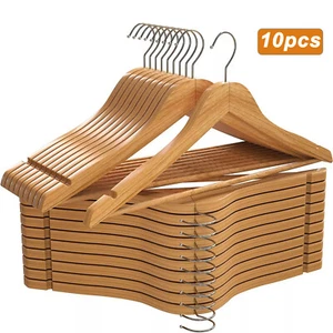 1-30 Pack Home Wood Clothes Hangers Premium Natural Finish Wooden Coat Hangers - Picture 1 of 15