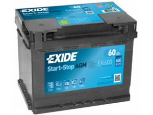 BATTERIA PER AUTO EXIDE 60 AH EK600 680 SPUNTO AGM START E STOP positivo dx - Foto 1 di 1